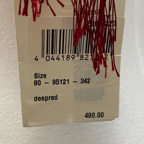 Rare Louis Feraud Scarf Deep Red with Fringe 100% Silk NWT Vintage - Picture 8 of 15